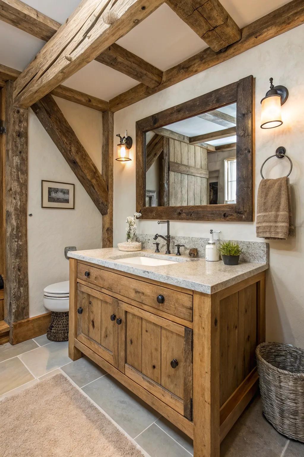 The use of natural materials, like wood and stone, fosters a cozy and welcoming farmhouse ambiance.