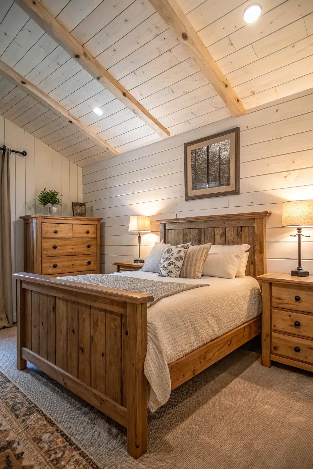Shiplap walls introduce delightful texture.