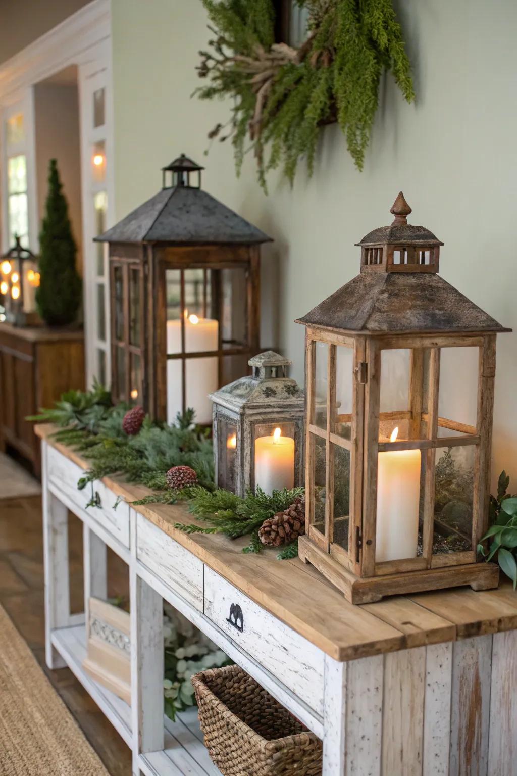 Incorporate assorted lantern sizes for an active aesthetic.
