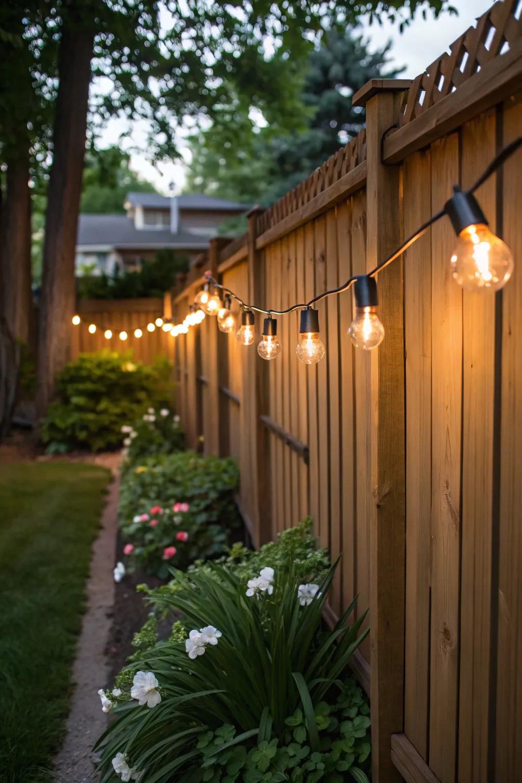 String lights introduce an element of magic to any fence.