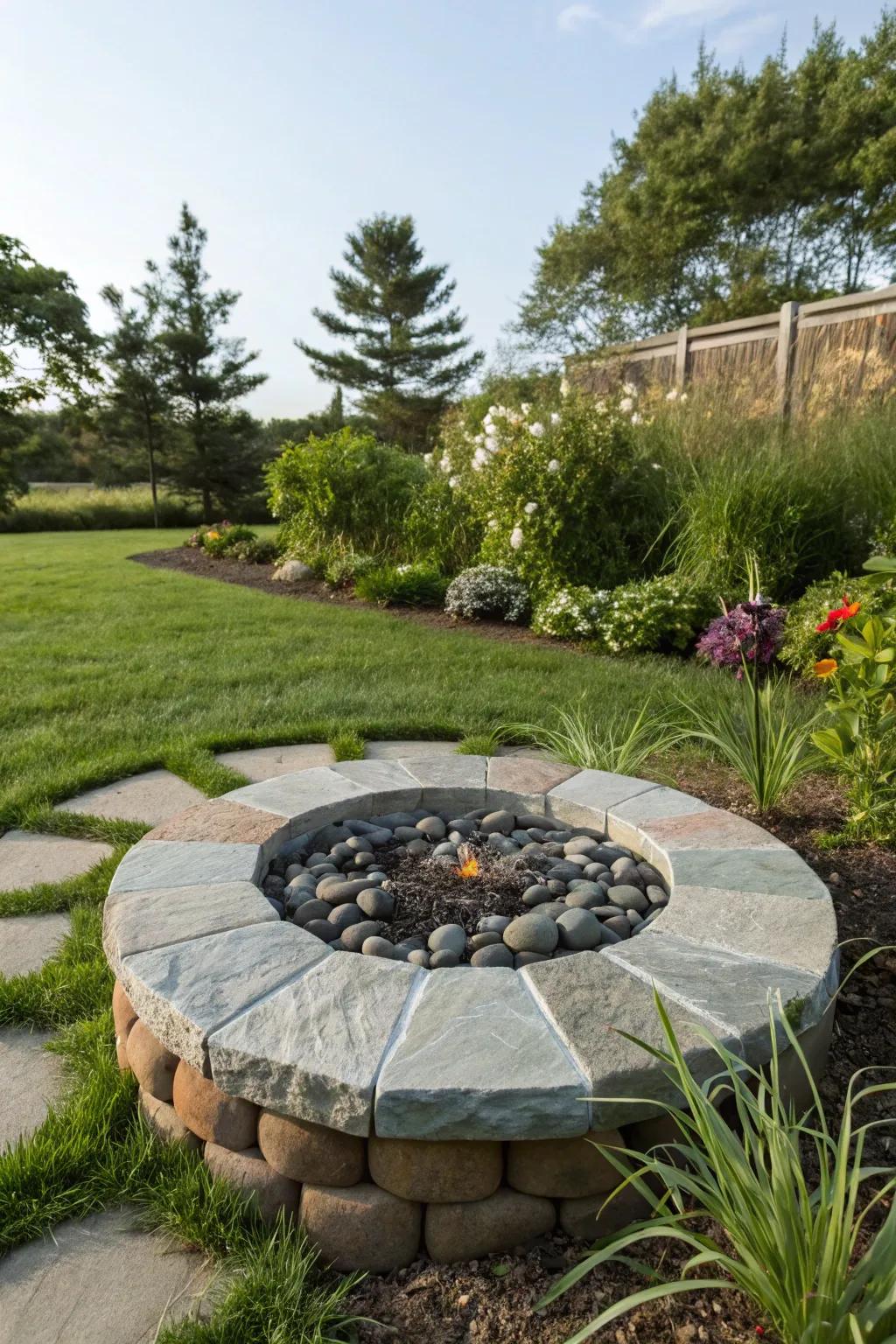 Bluestone capstones bring an enduring sophistication to any fire pit.