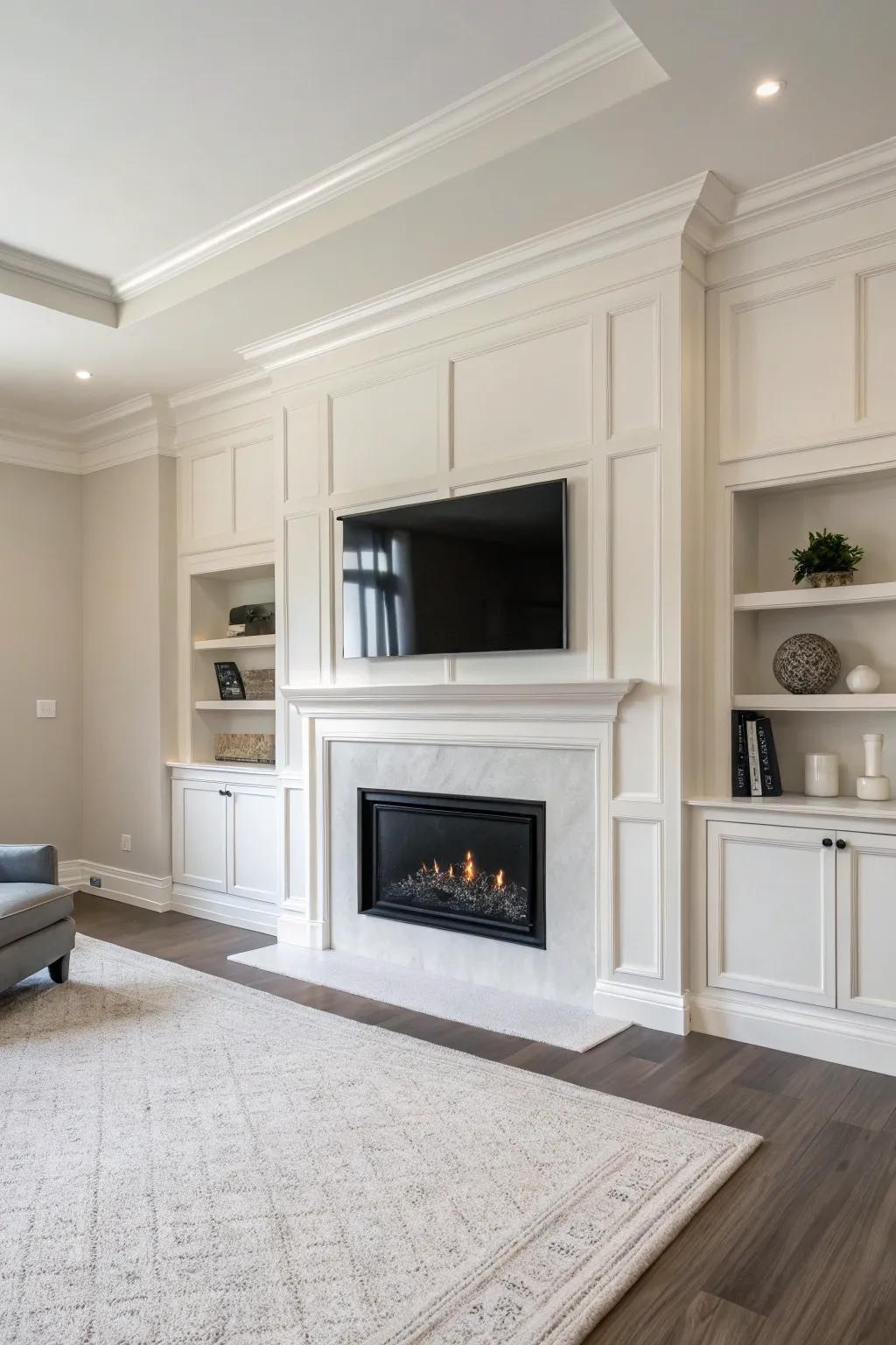 A minimalist fireplace wall radiating sophistication and straightforwardness.