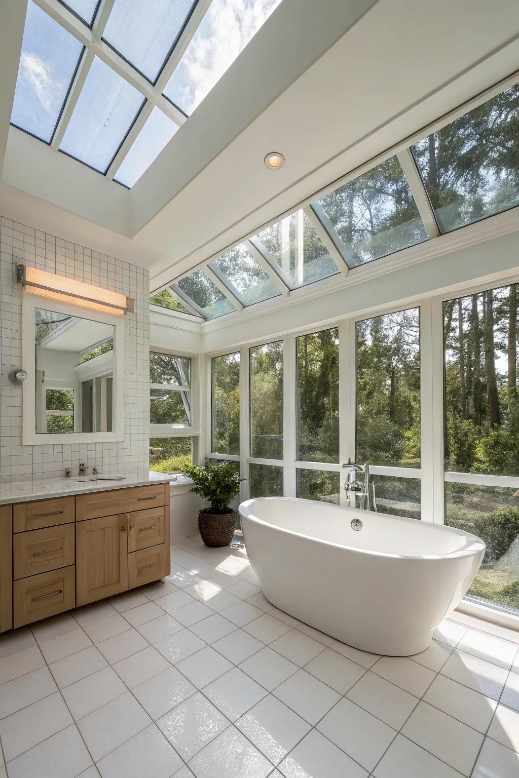 Sunlight bathes a Florida bathroom, resulting in a cheerful and welcoming environment.