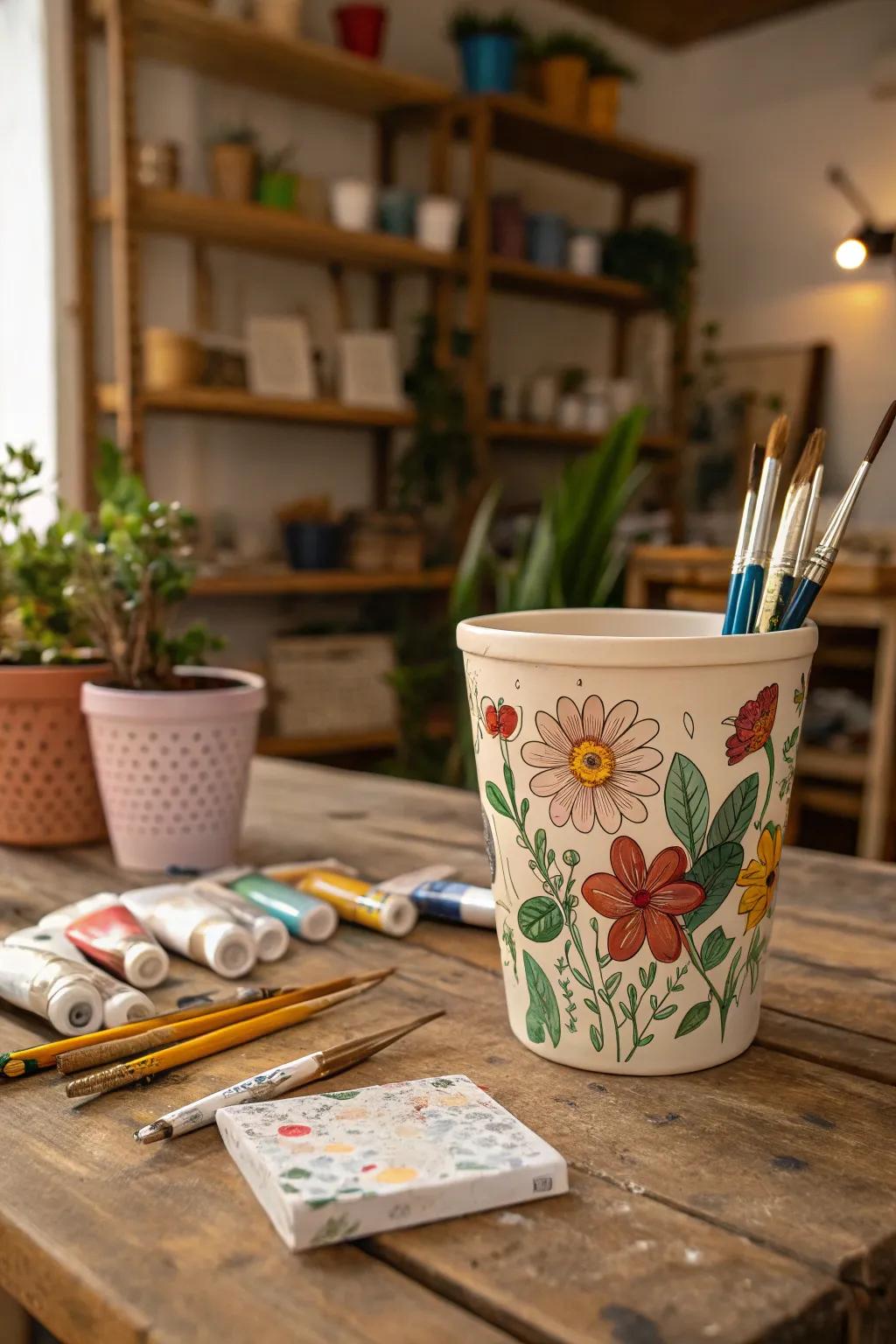 Hand-painted flower cups, true works of art.