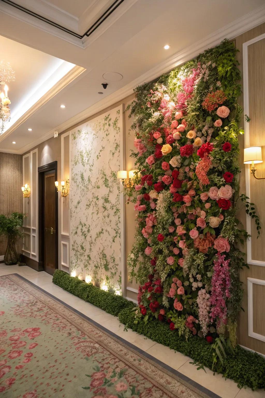 Make a striking visual statement with a floral accent wall.