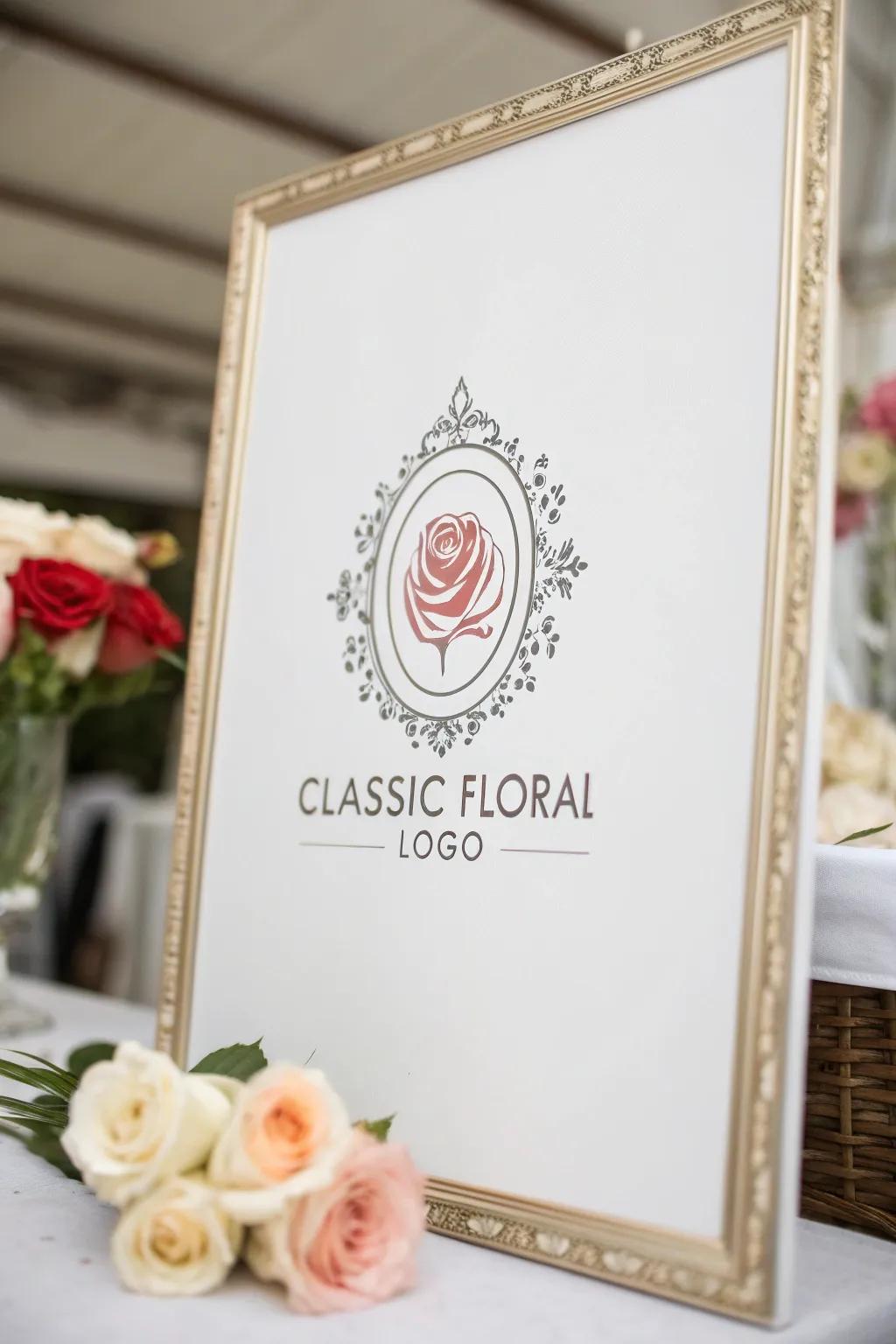A classic floral emblem remains elegant and sophisticated.