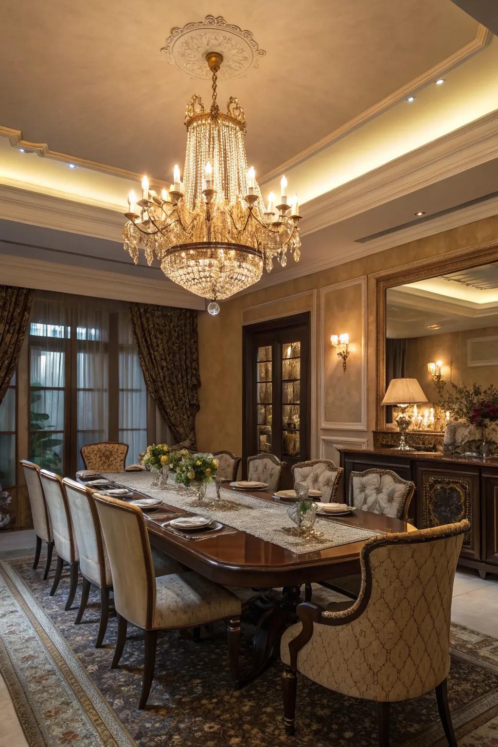 An elegant pendant adds radiance and refinement to your dining area.