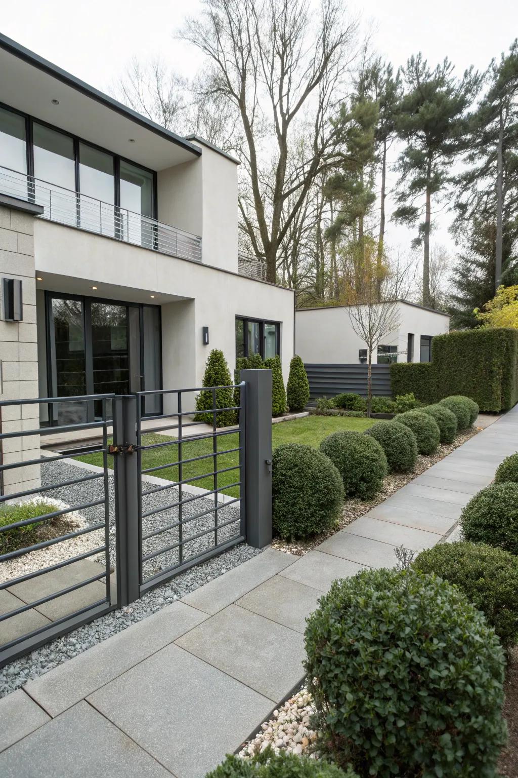 A minimalist gate is a perfect complement to a modern home.