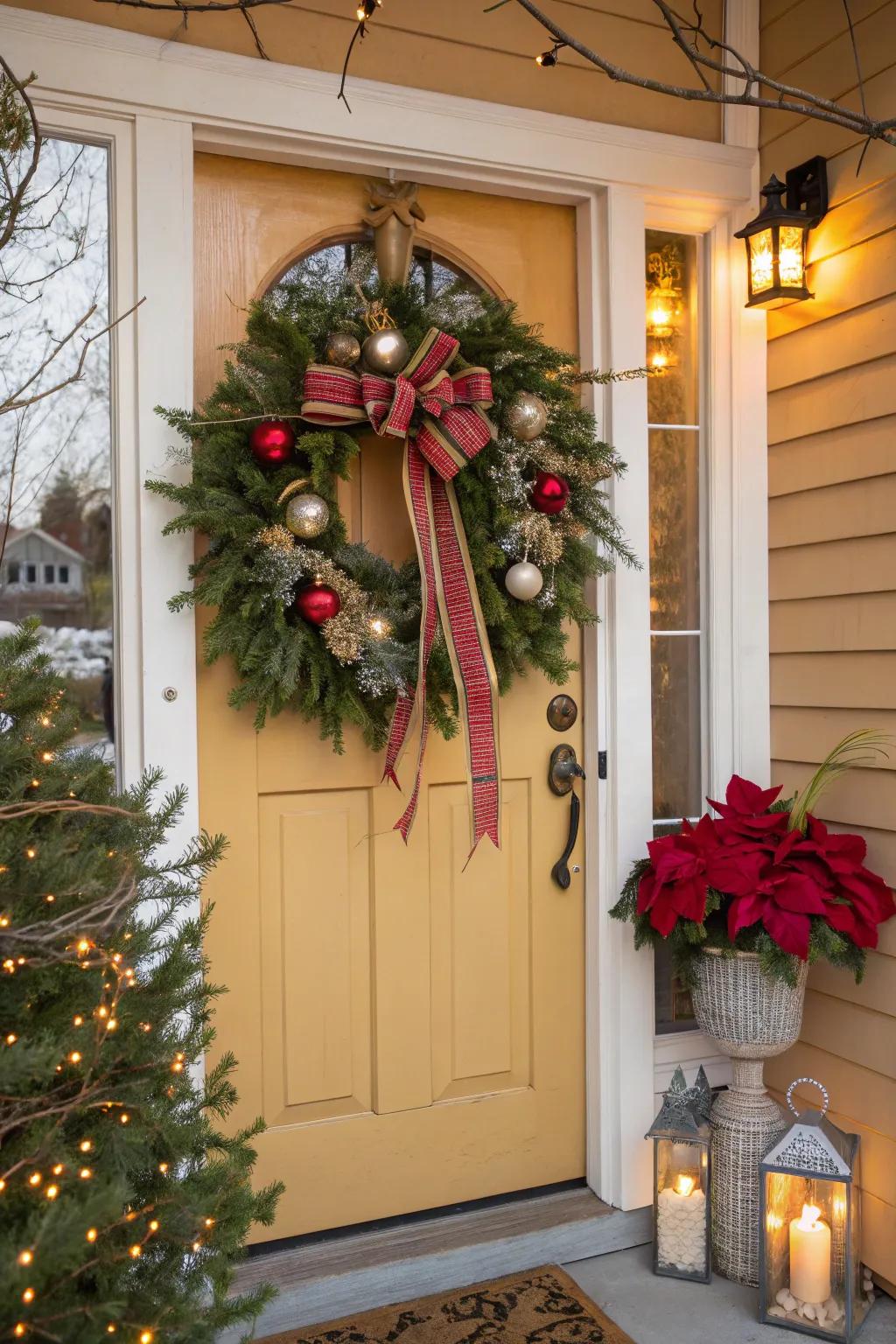 A timeless Christmas garland extends a gracious welcome to any porch.