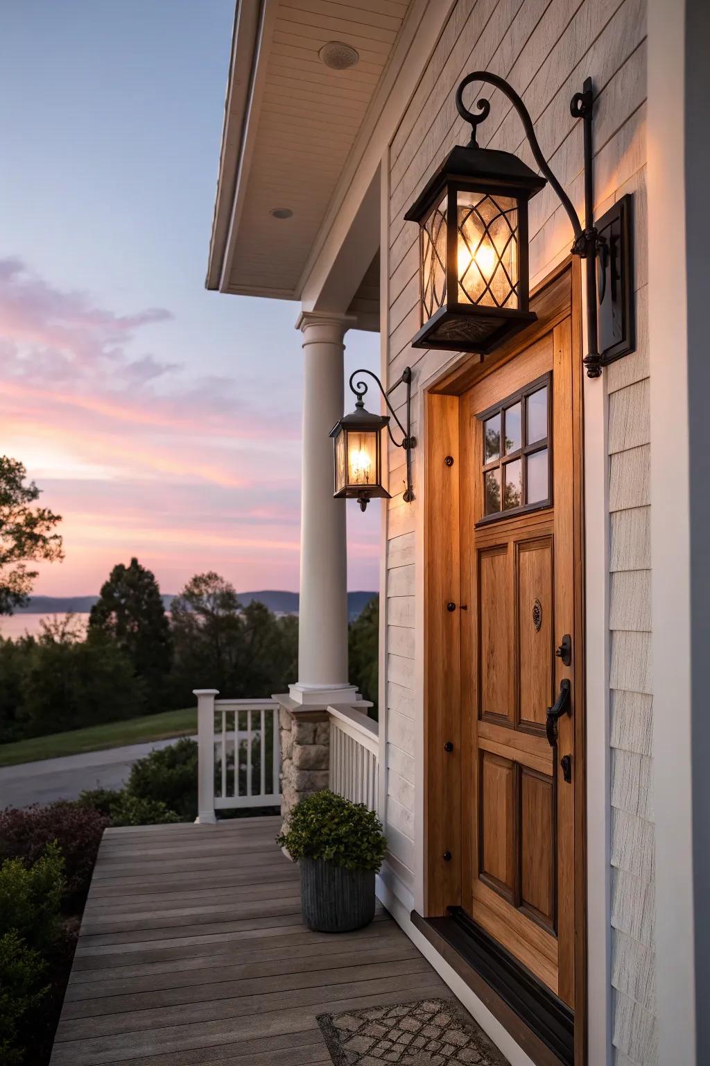 A touch of classic charm with lantern wall sconces.