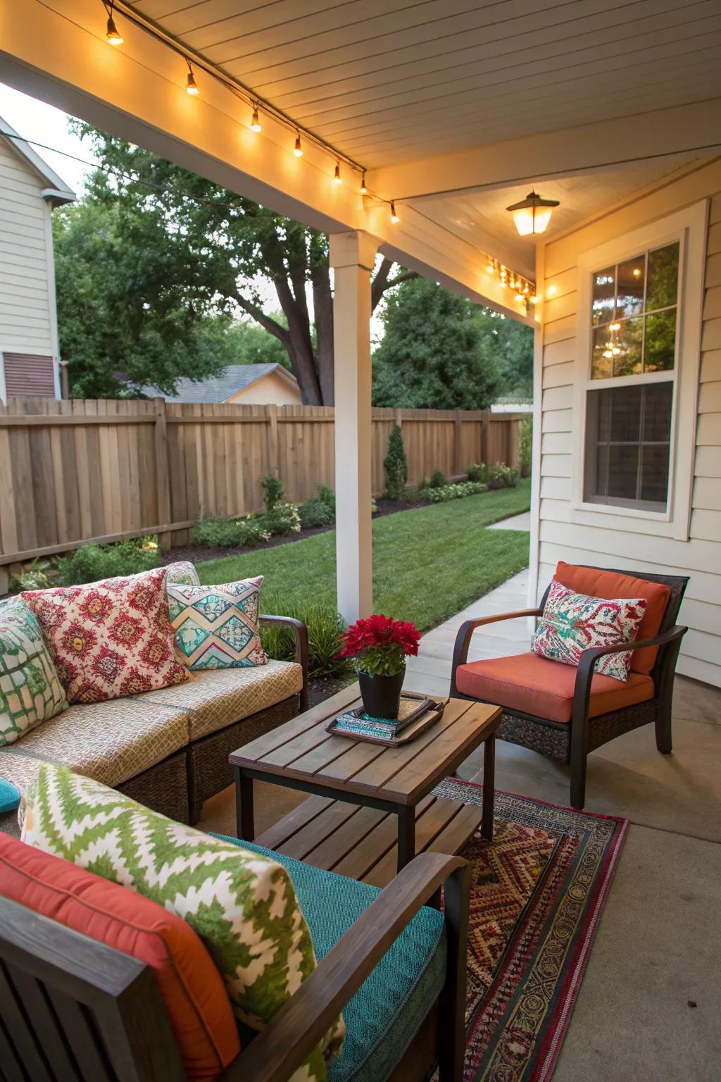 Comfortable seating creates a welcoming front porch.