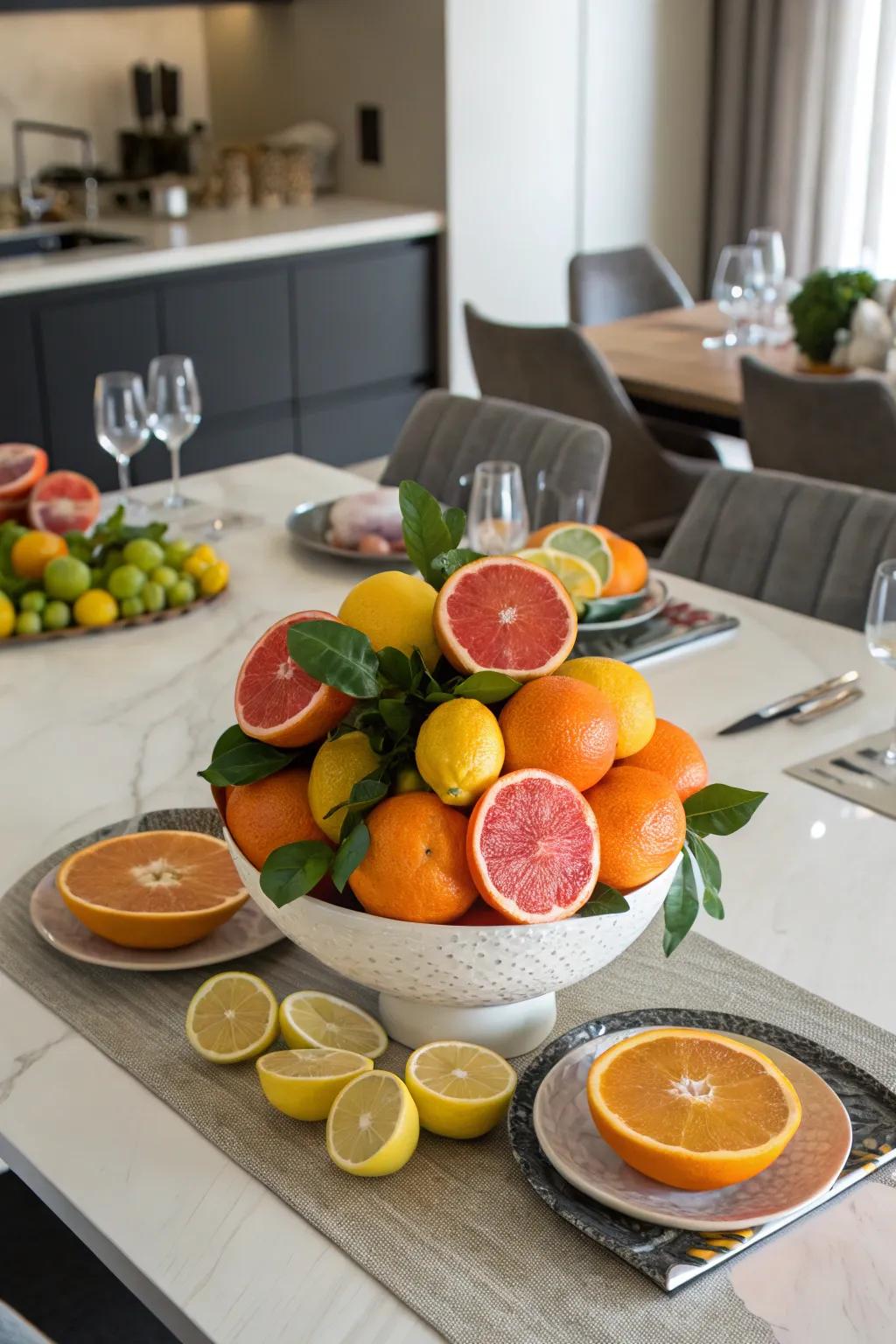 A sunlit citrus arrangement that adds radiance to any table.