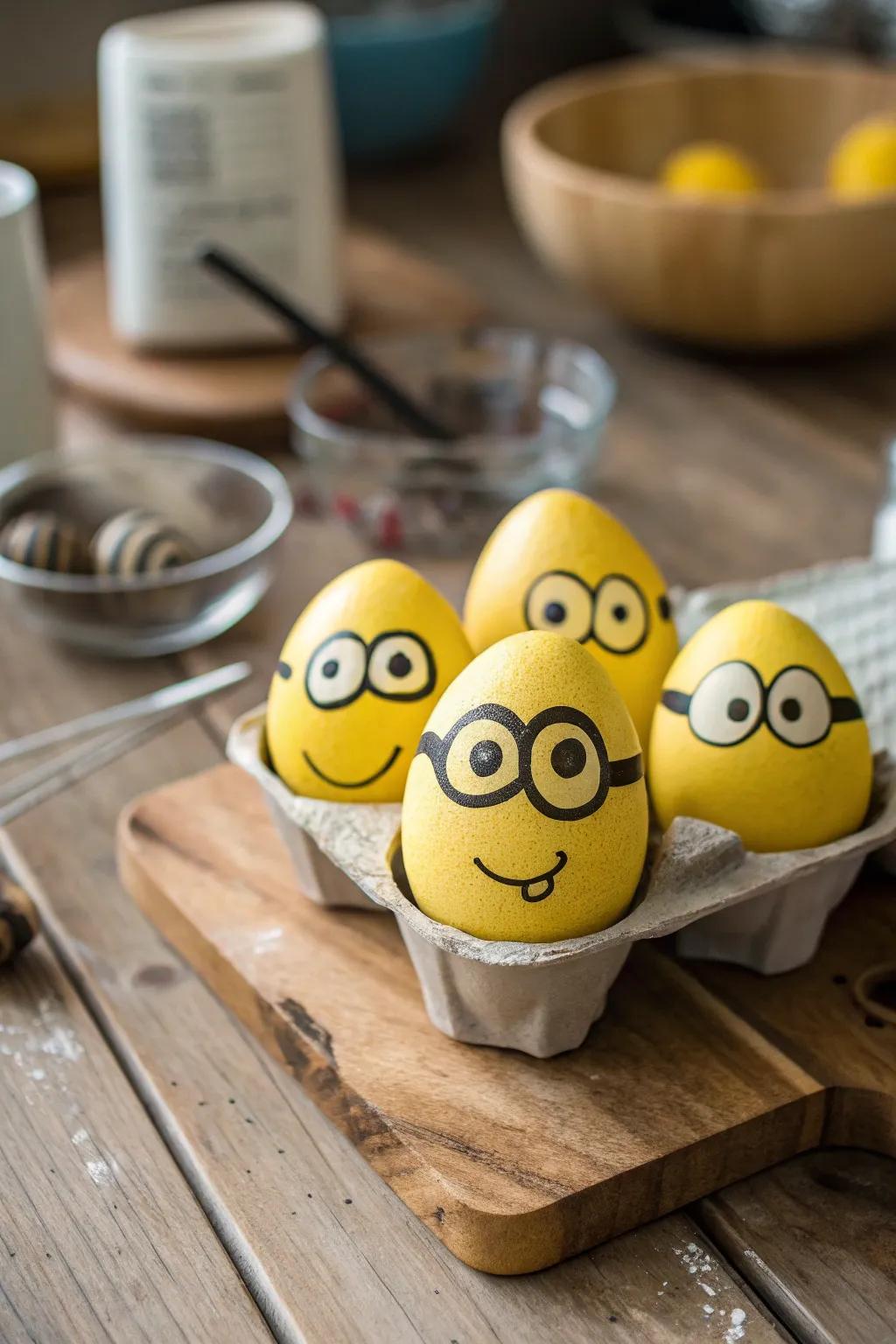 Eggs inspired by Helper Figures spreading joy and laughter.