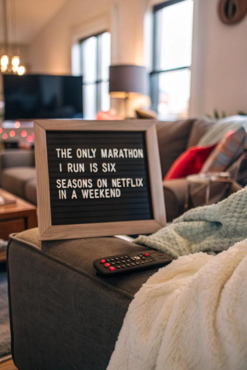 A smart wink at what we really love to do on weekends.