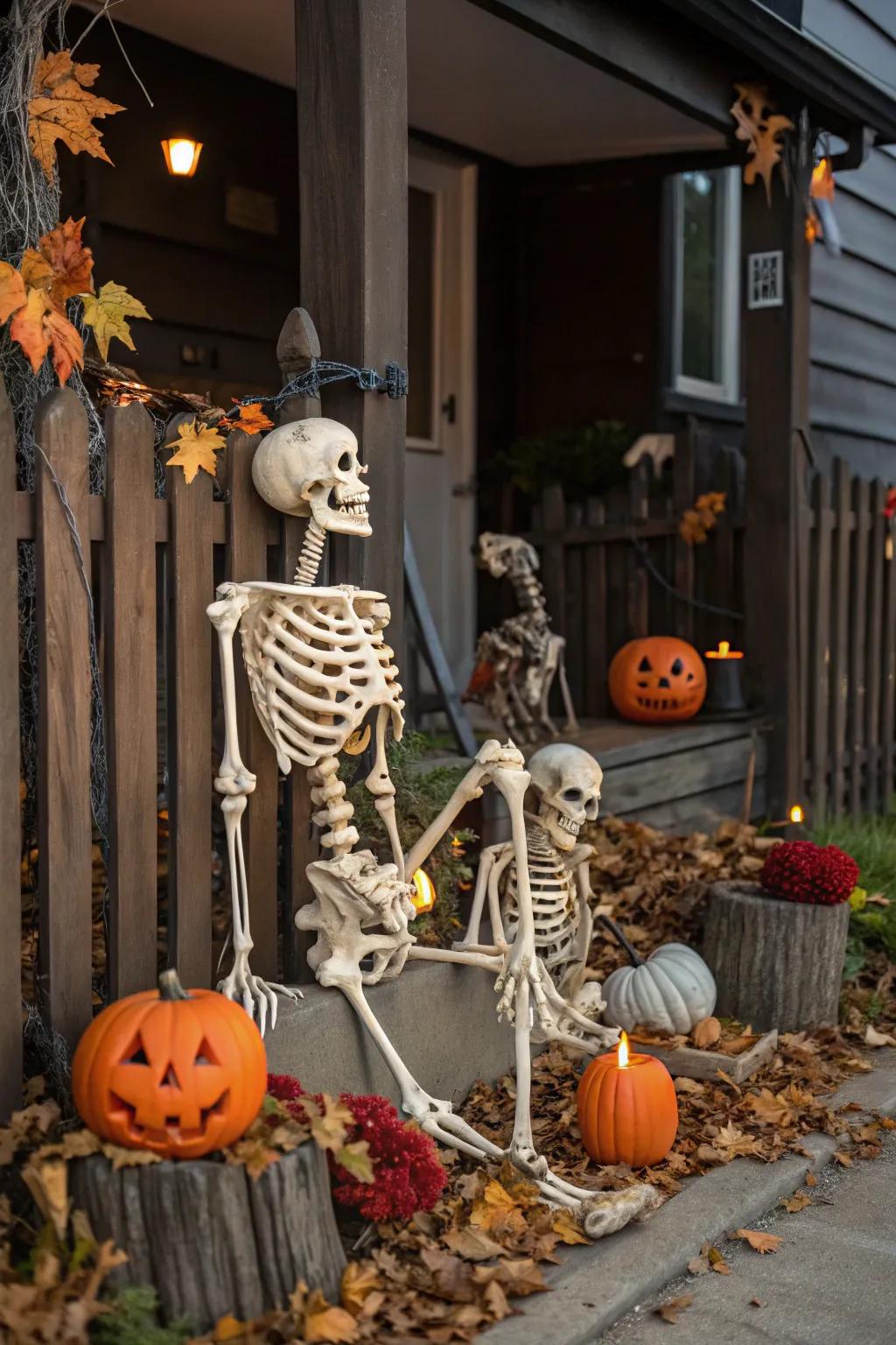 A skeletal family enjoying a relaxed day on the veranda.