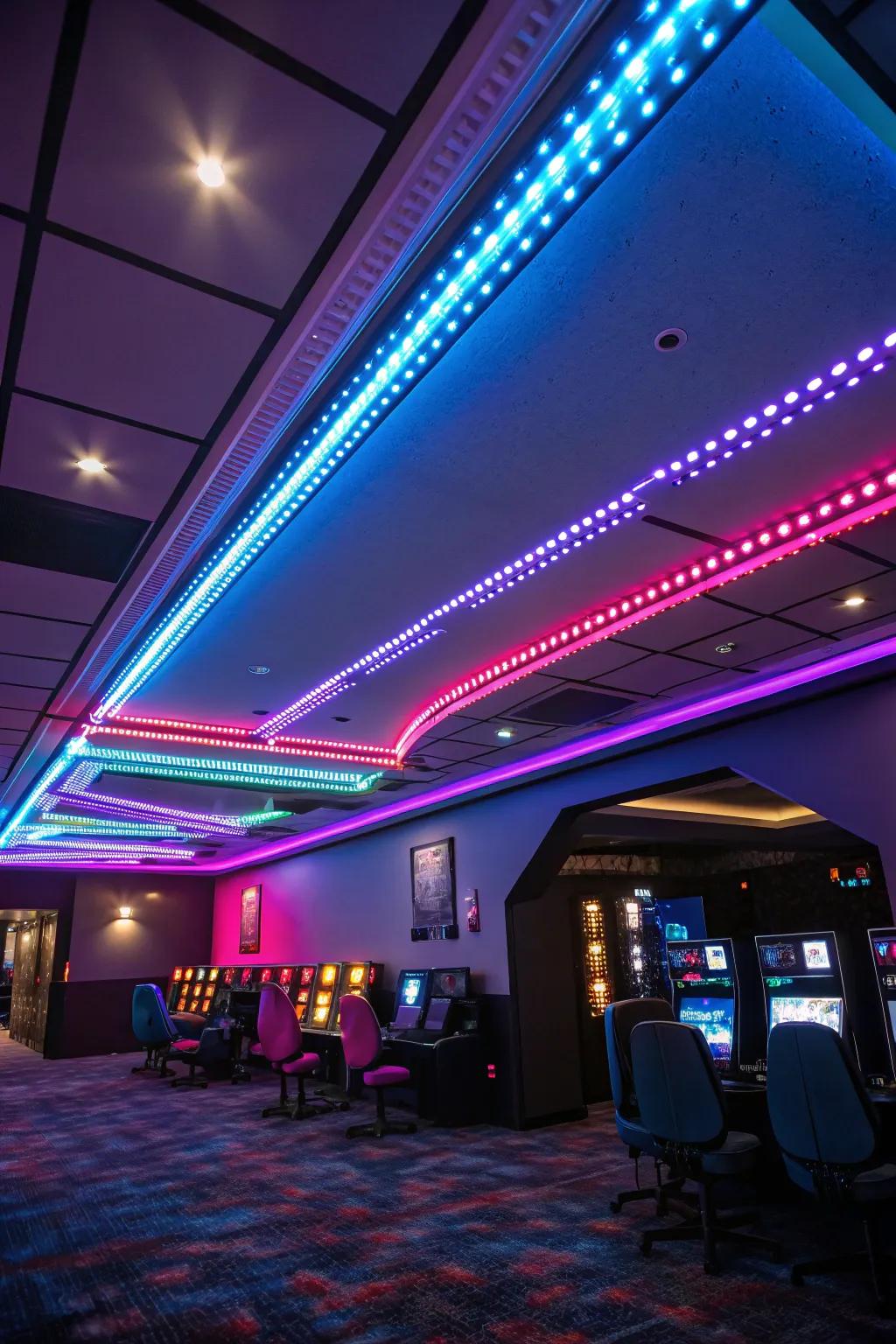Light bands infuse a modern vibe into your gaming area.