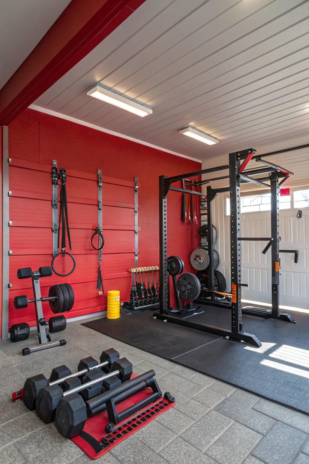 Infuse vitality into your training with a striking crimson emphasized partition.