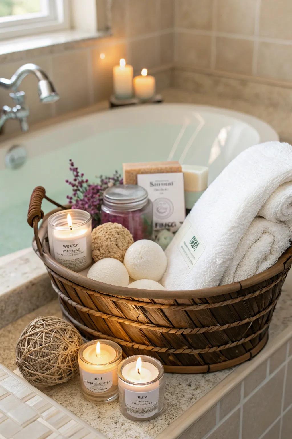 A relaxation basket to help mom disconnect and rejuvenate.