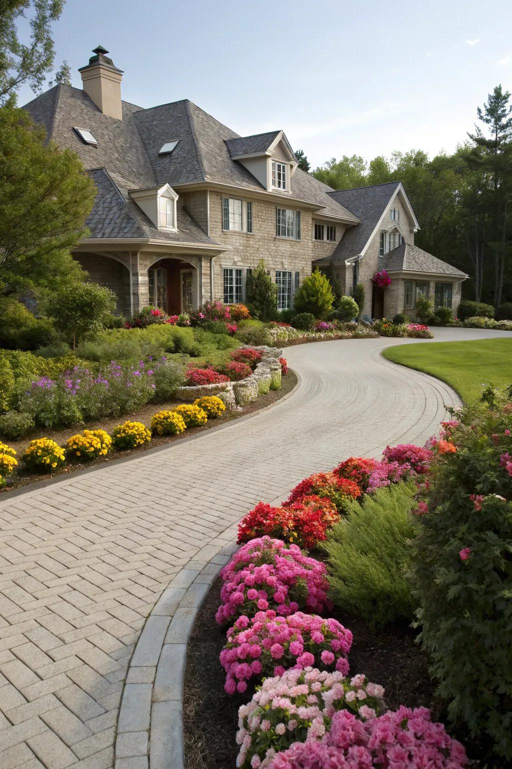 Balanced flower beds offer a welcoming and harmonious look.