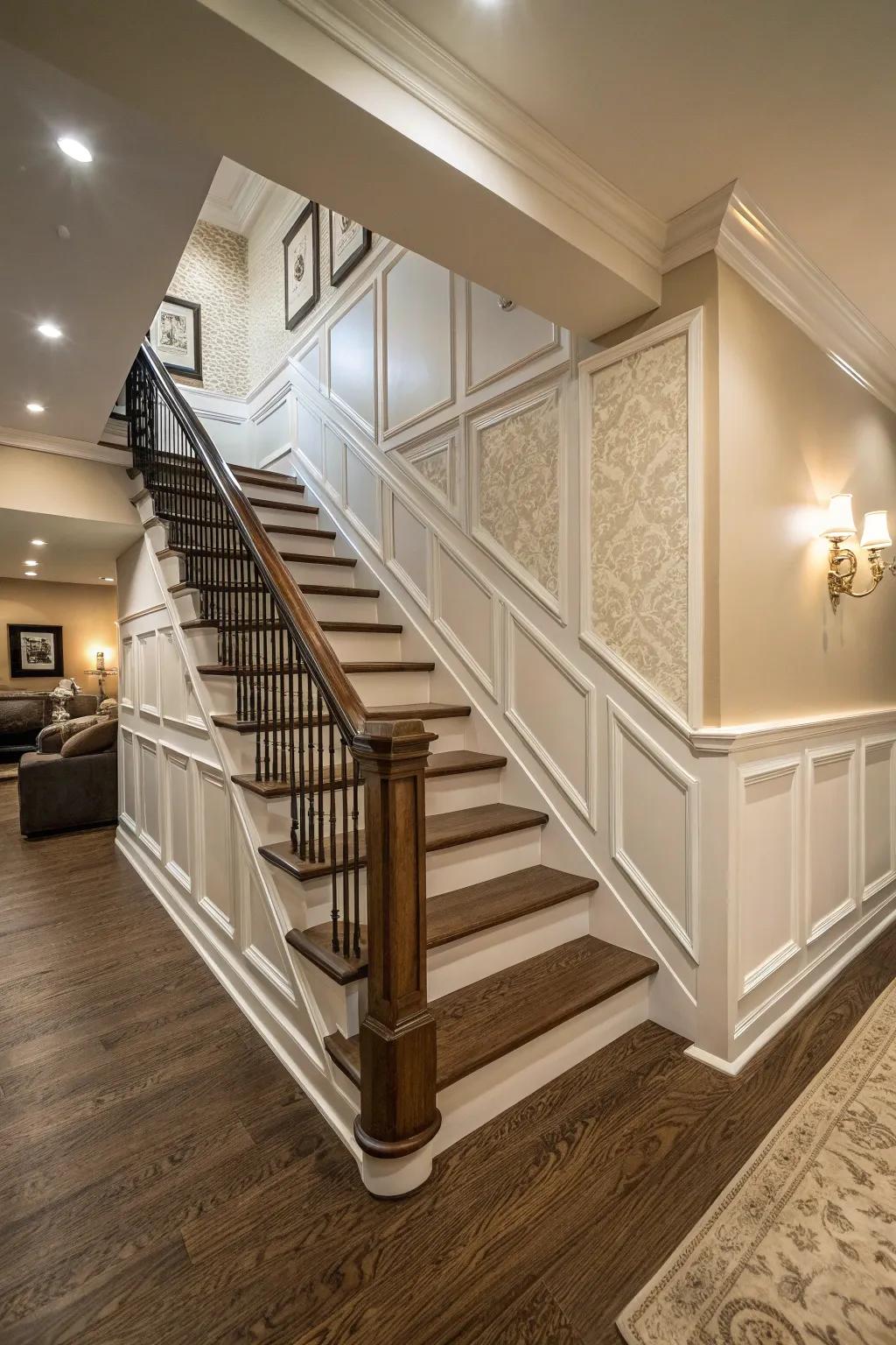 Elegant trim gives the partial wall a touch of sophistication.