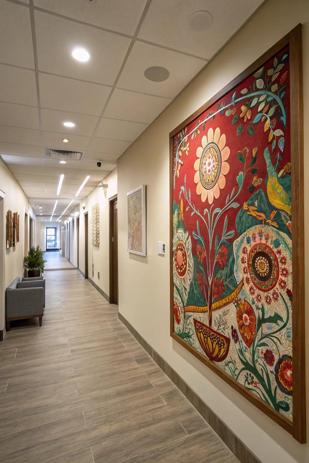 A bold piece of art can transform your hallway into a striking gallery.
