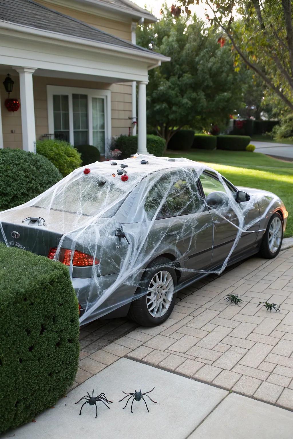 Spider webs instantly give your car a frightening, insect-infested appeal.