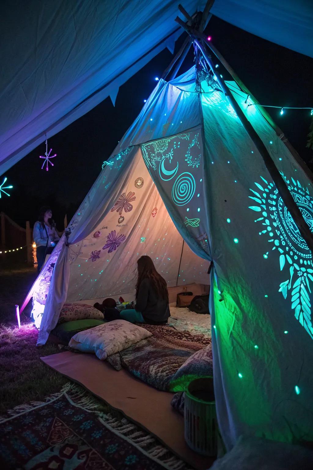 Enter a captivating radiant Halloween tent.