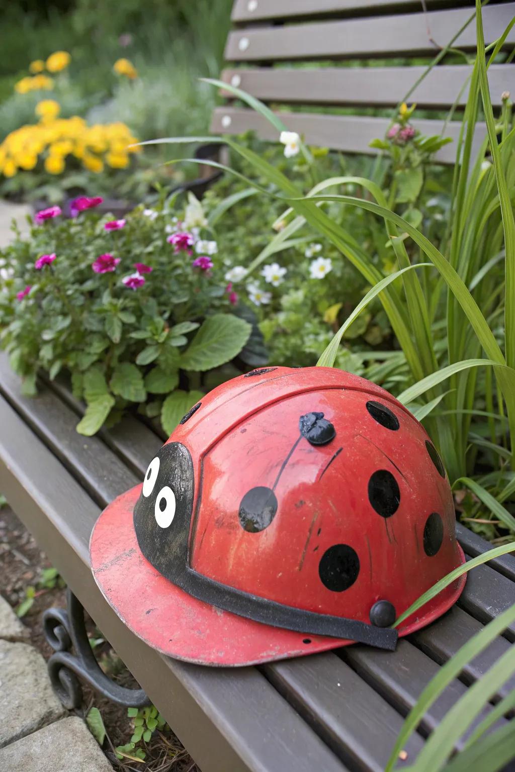 A playful, ladybug-themed safety helmet adds a joyful element to safety equipment.