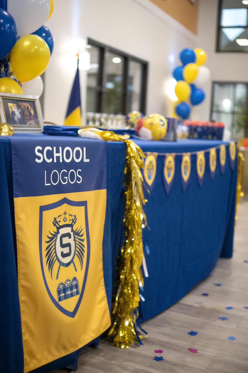 Strong school colors result in a unified, festive design.