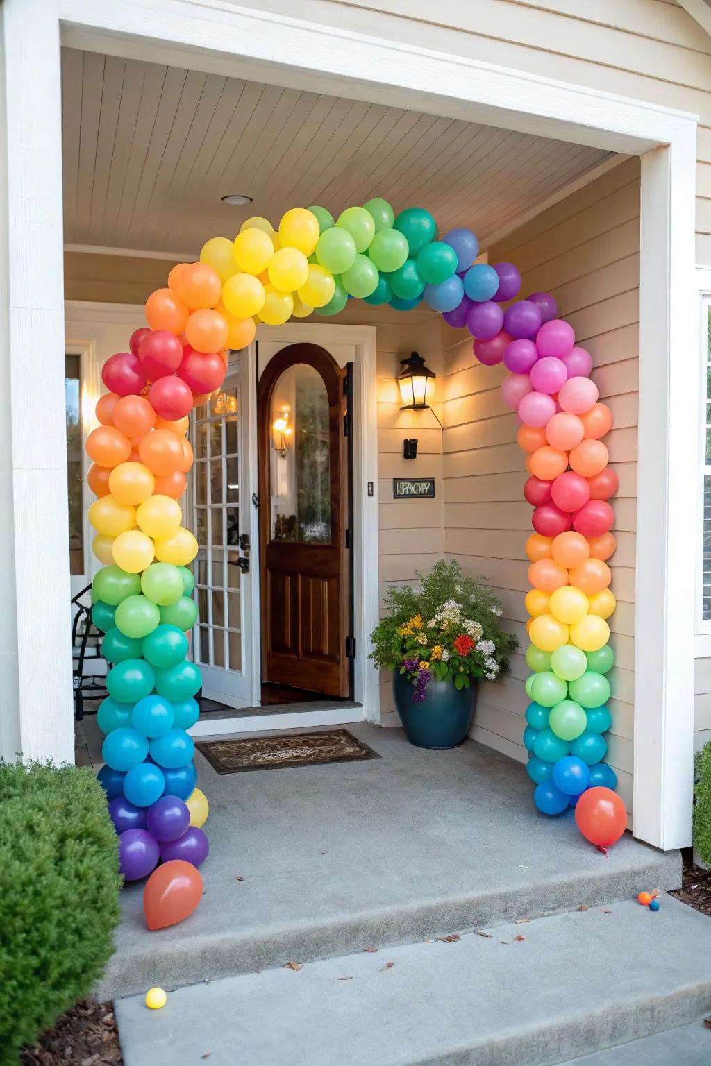 A vibrant balloon arch, welcoming guests to the festivity.