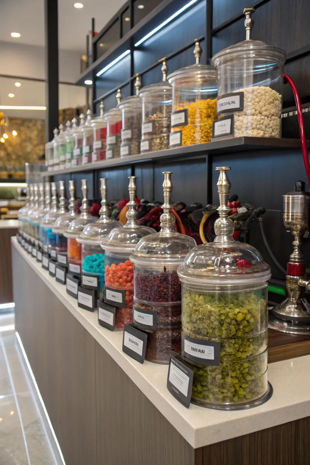 Stackable boxes are a clean and effective way to organize shisha supplies.