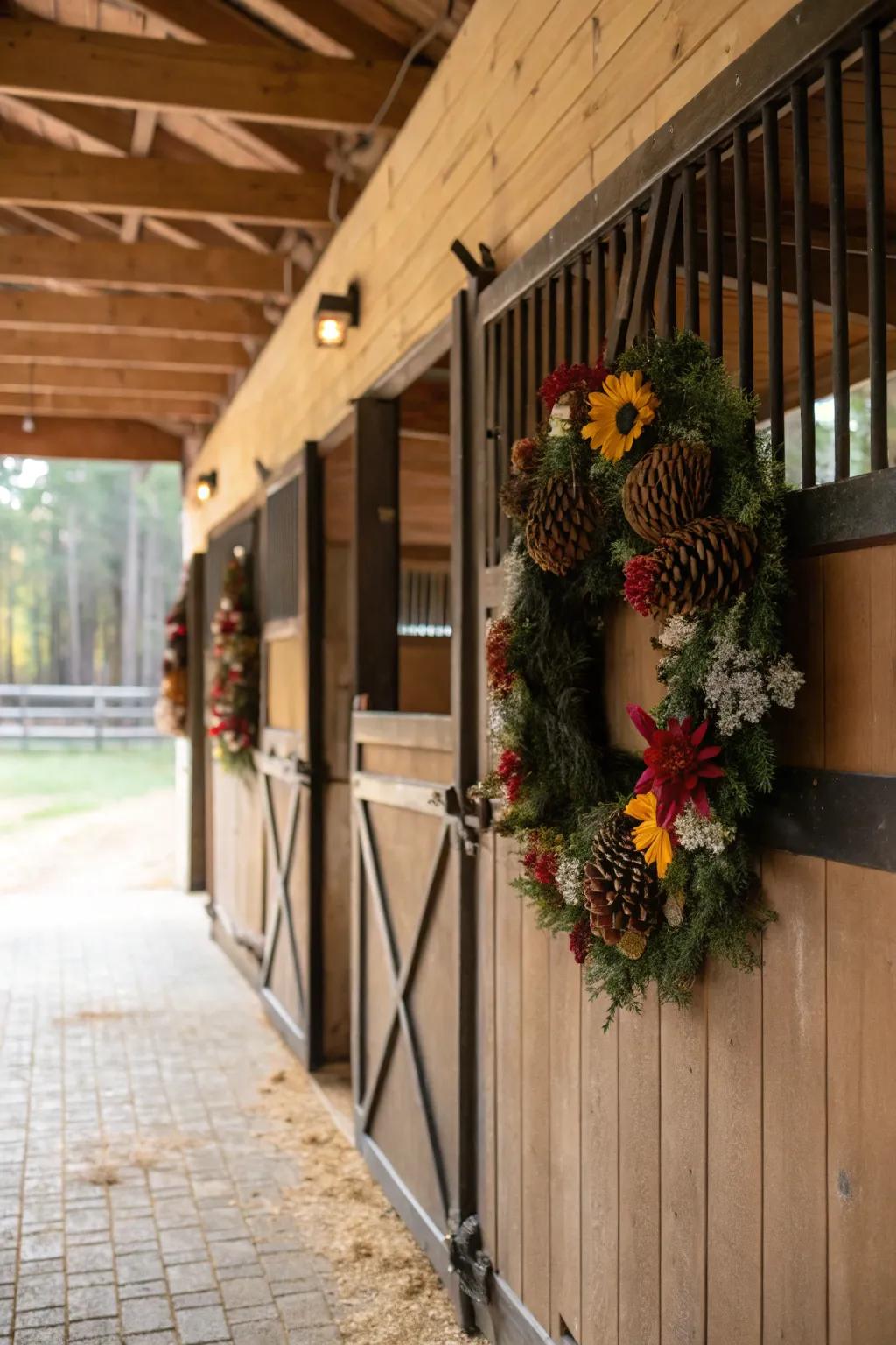 Seasonal garlands contribute a festive air to your horse's stall.