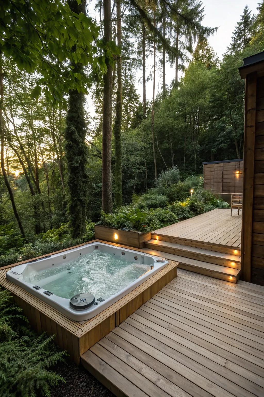 Embrace the inviting comfort of unprocessed wood for a welcoming spa experience.