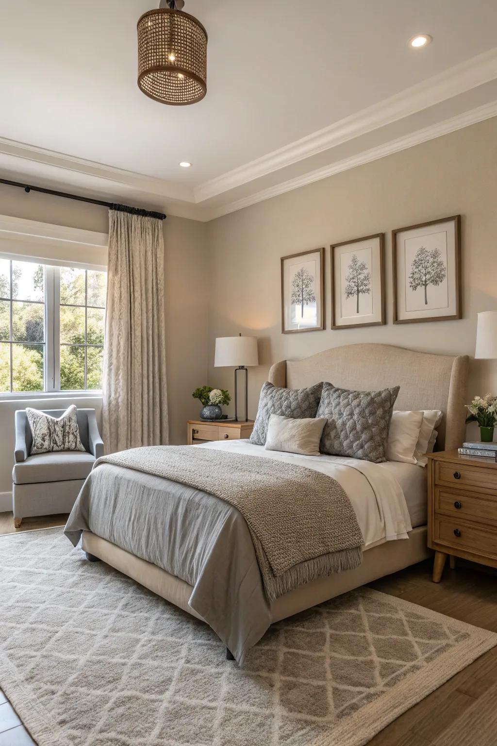 Neutral shades cultivate an inviting and peaceful setting.