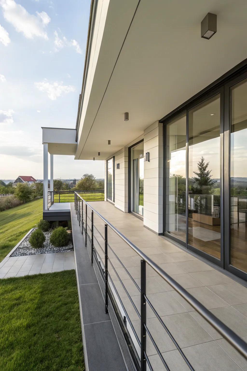 This porch beautifully marries clean lines and modern architectural elements.