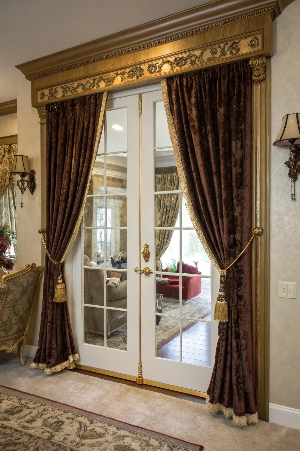 Classic curtains enhance the elegance and seclusion of French doors.