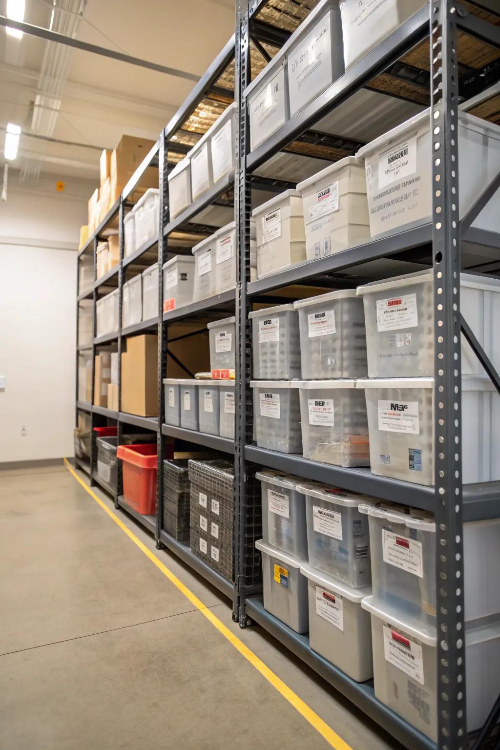 Shelving optimizes vertical space, keeping your stored items neatly arranged and reachable.