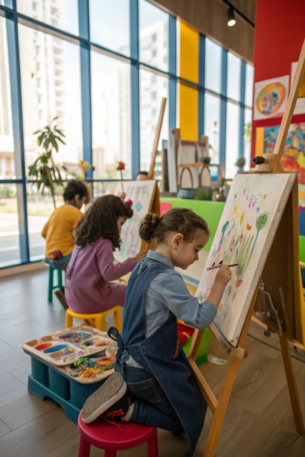 Inspire creativity with an indoor art session for aspiring artists.