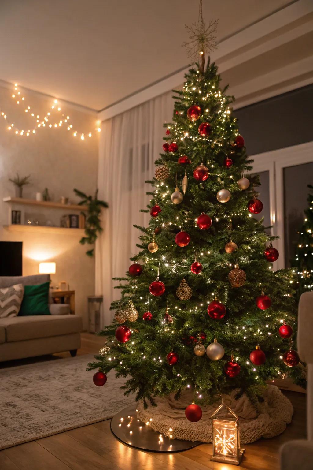 A stately Christmas tree that steals the show in the living room.