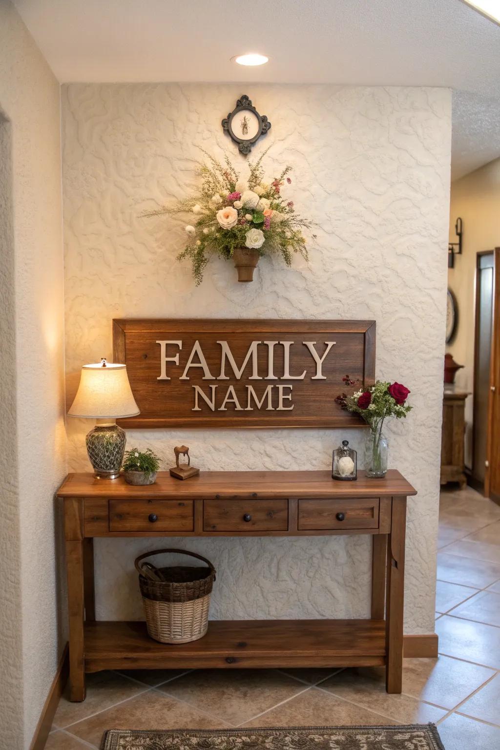 Extend a warm welcome with a customized family monogram inscription.