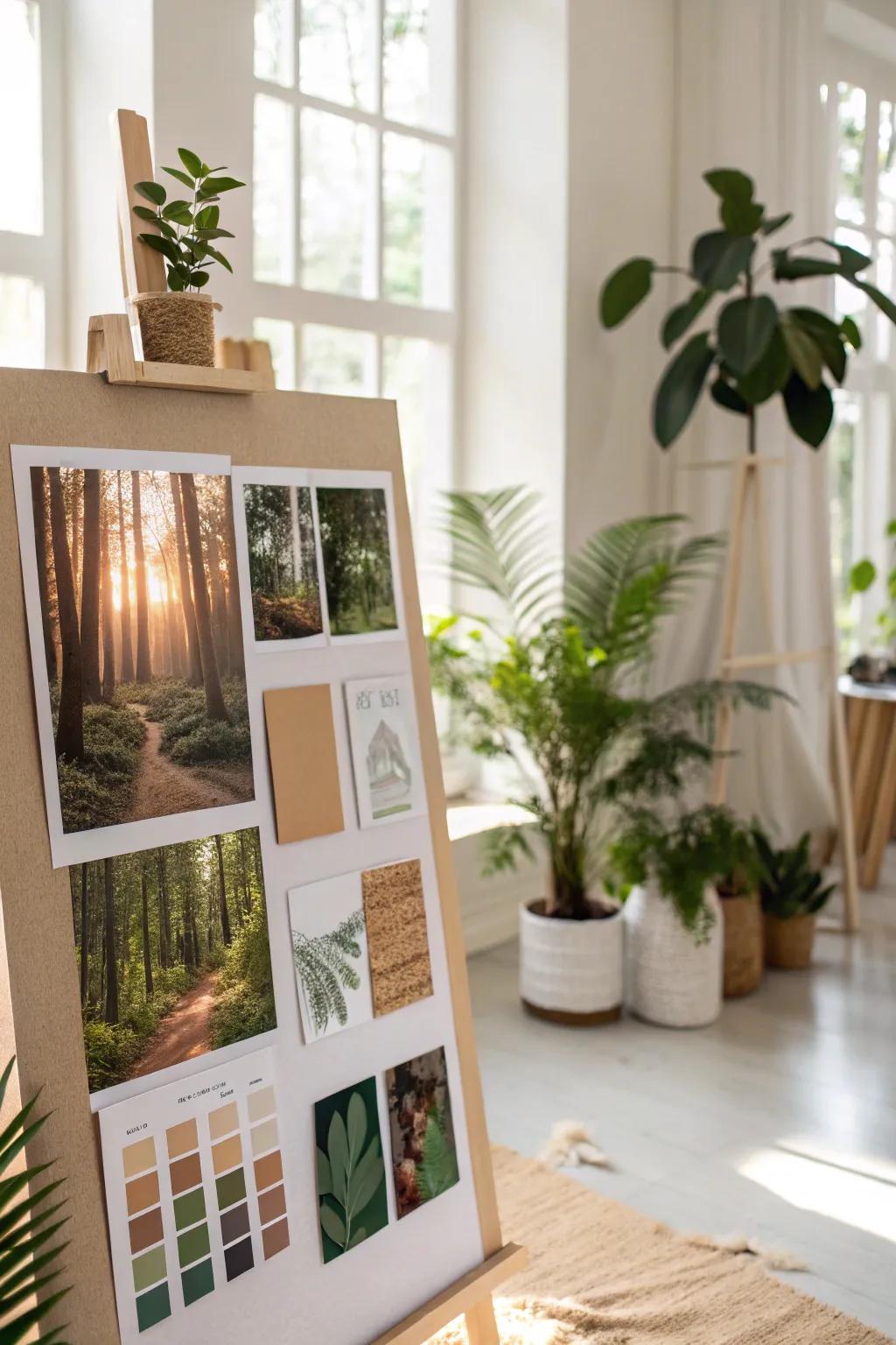 Get design ideas from a board with green and natural shades.