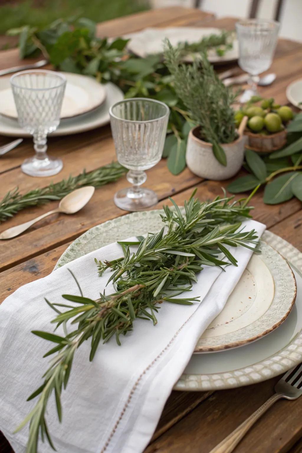 Lush foliage adds a natural charm to the Italian tablescape.