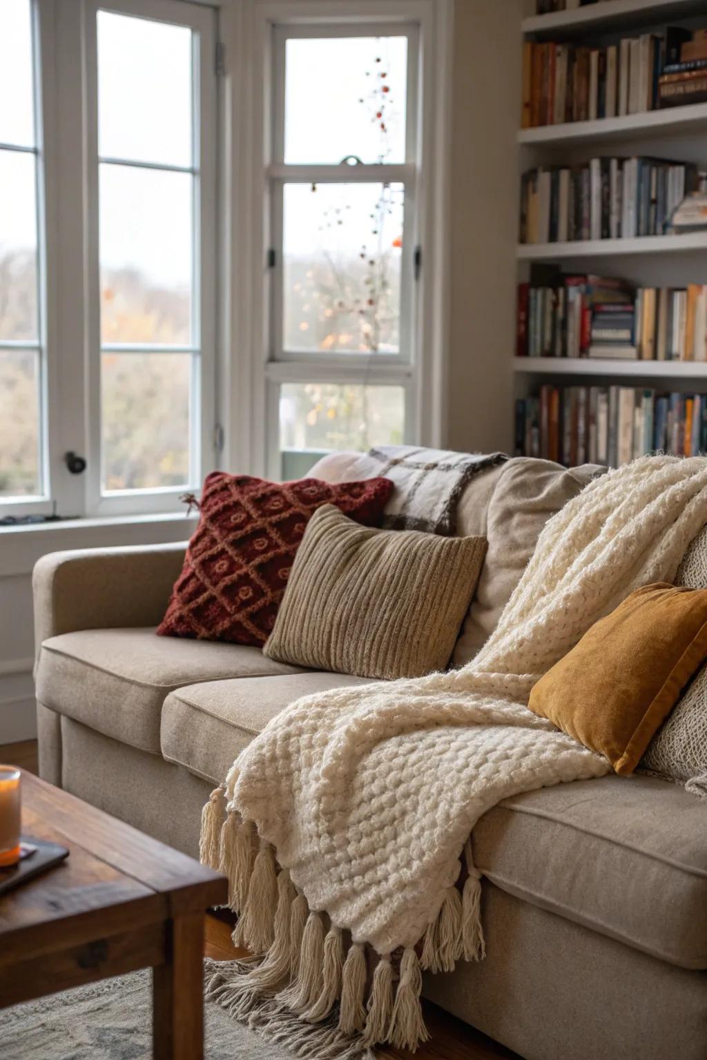 Combine textured materials for a warm and attractive living space.