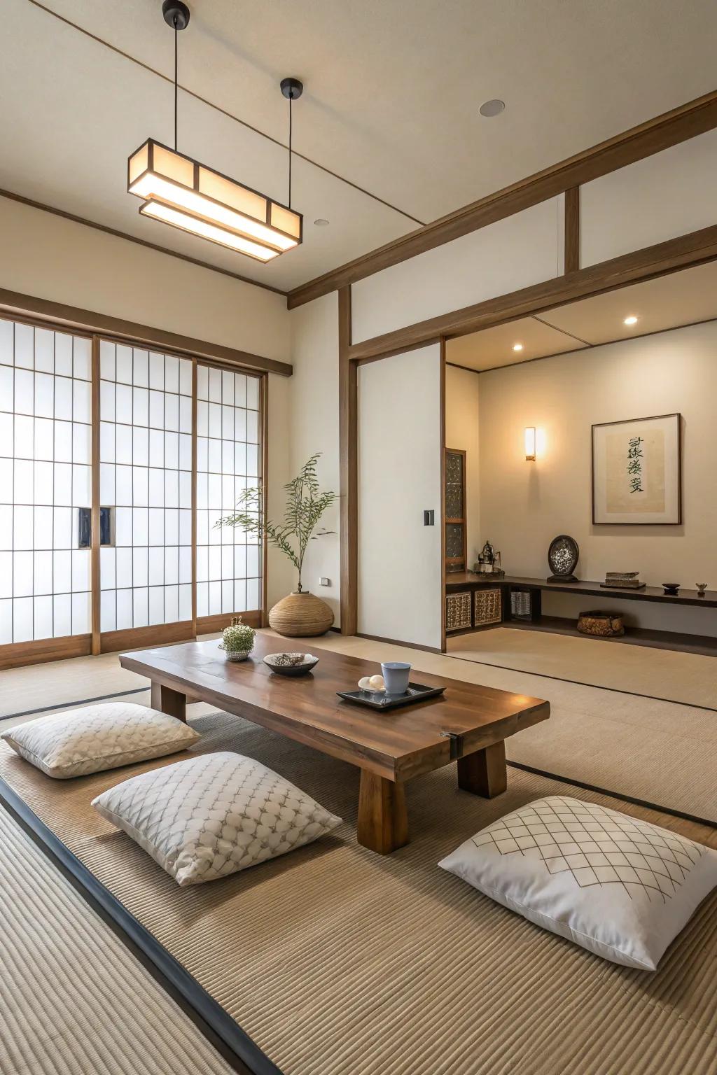 A simple Japanese living space embodying uncomplicated elegance.