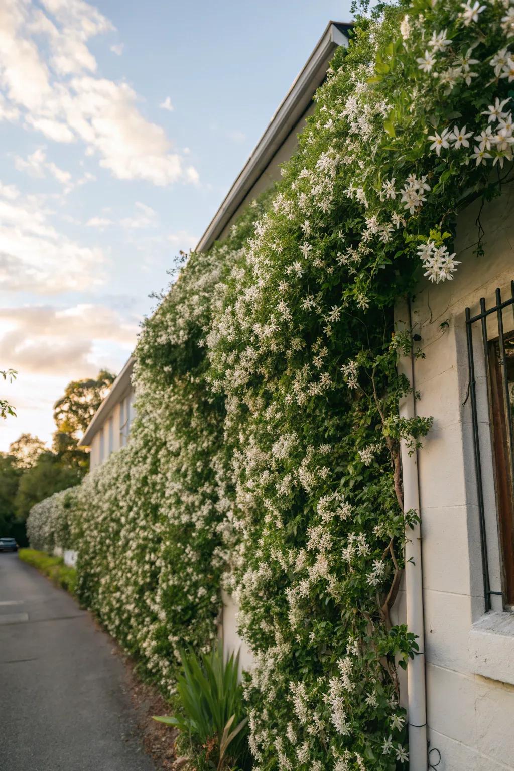 Craft a living masterpiece with walls draped in snow vines.