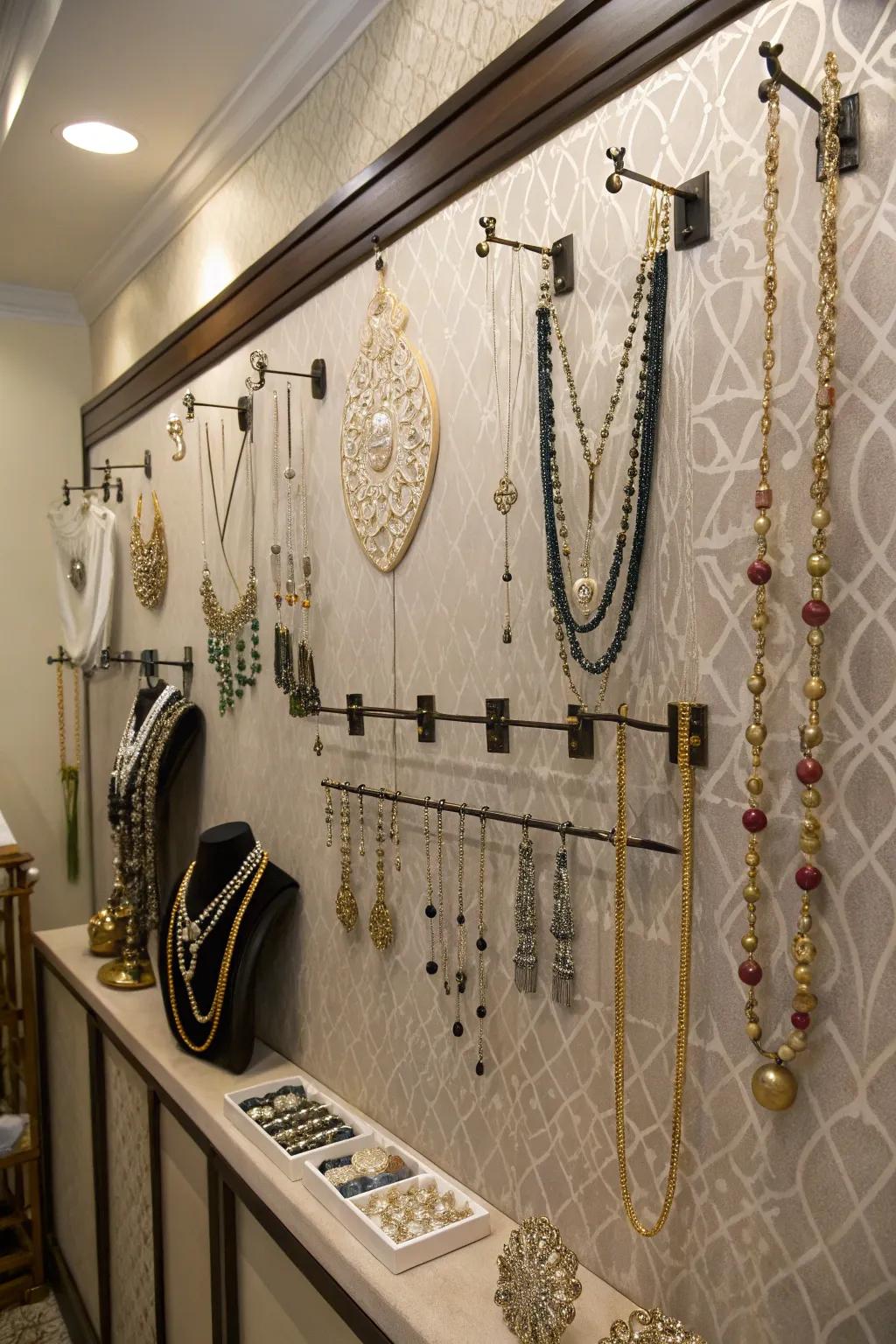 Make the most of your boutique’s walls with chic, wall-mounted jewelry displays.