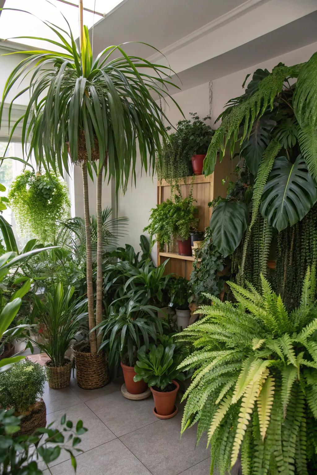Use an array of plants to form a textured, vibrant jungle setting.