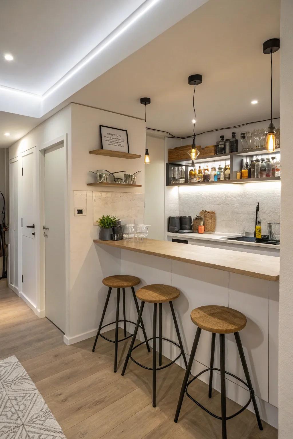 Without taking up too much room, a suspended bar is useful.