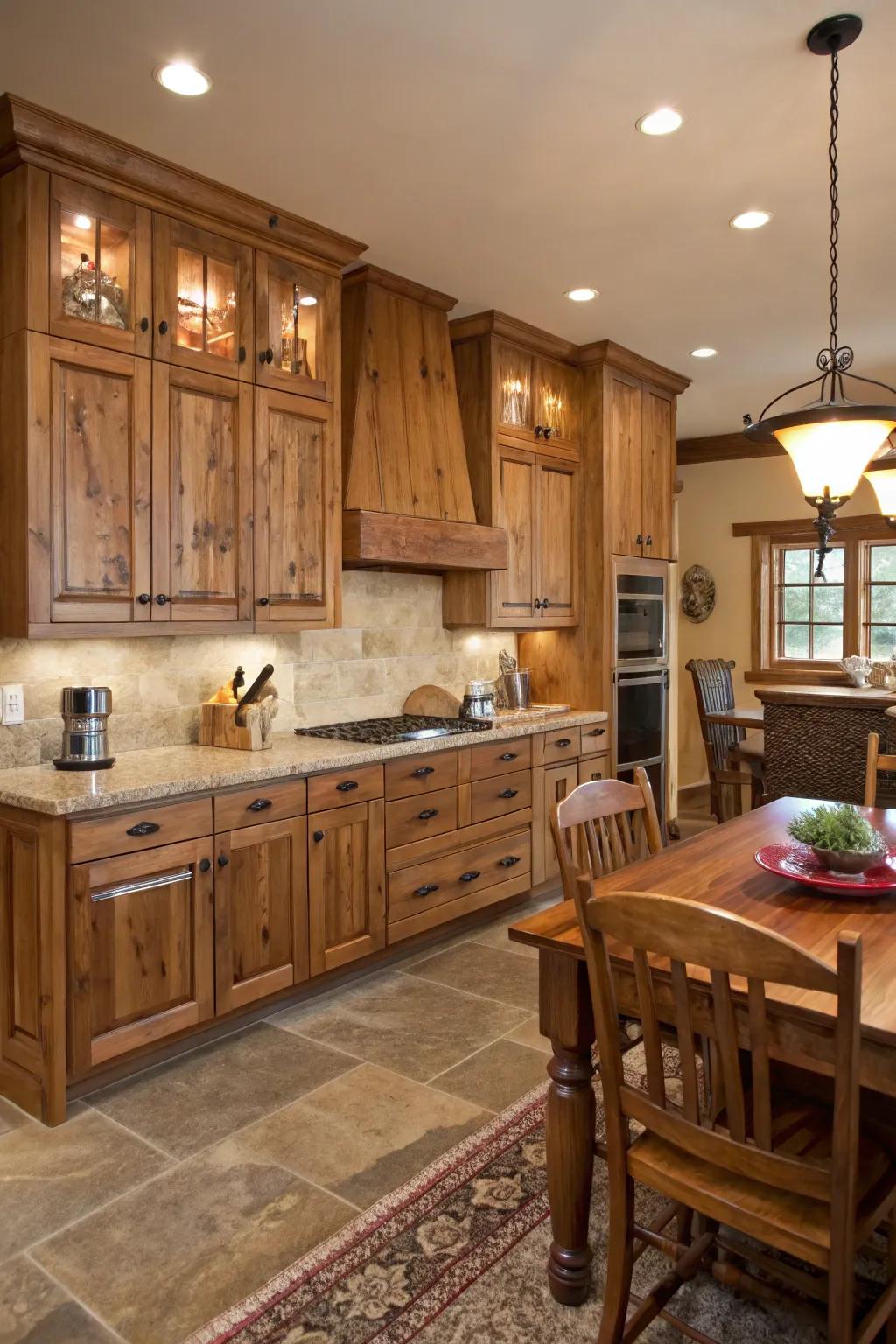 The finish of natural wood lends a touch of warmth and sophistication to every kitchen setting.