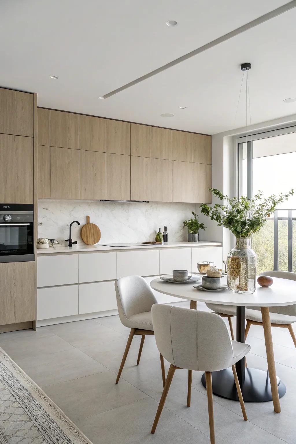 Sleek minimalist panels impart a contemporary and expansive ambiance.